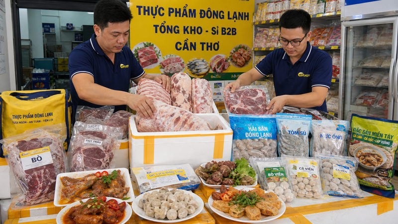 Danh mục hàng: thịt, hải sản, đồ viên và đặc sản đông lạnh