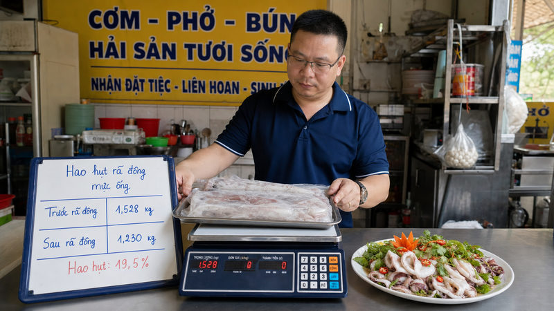 Hao hụt rã đông thực phẩm đông lạnh bao nhiêu là bình thường?