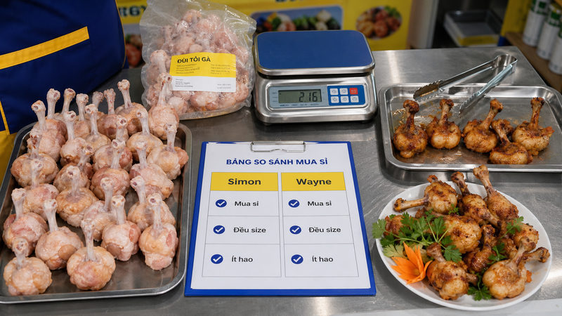 Bảng so sánh đùi tỏi Simon và Wayne theo tiêu chí mua sỉ
