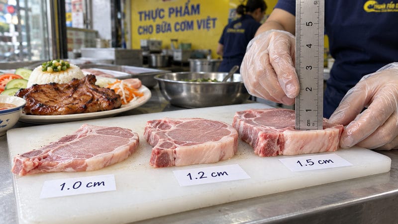 Sườn cốt lết nên cắt dày bao nhiêu để nướng?