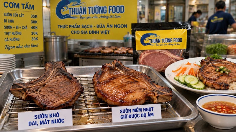 Vì sao sườn cốt lết hay bị khô, dai, mất nước?