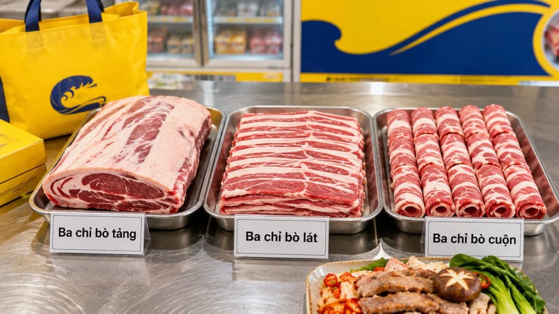 Chọn ba chỉ bò tảng, lát hay cuộn theo kiểu vận hành