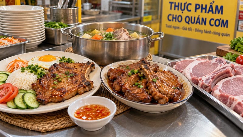 Sườn cốt lết heo có xương hợp làm món gì cho quán?
