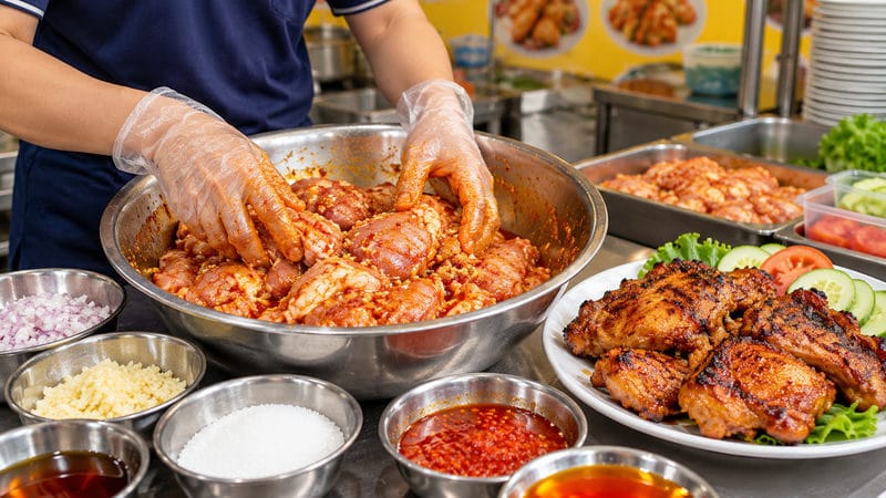 Cách ướp má đùi gà nướng mềm, thấm vị và dễ bán