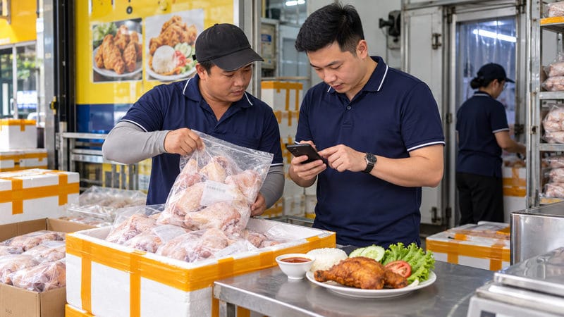 Chủ quán cần hỏi gì trước khi đặt má đùi gà đông lạnh?