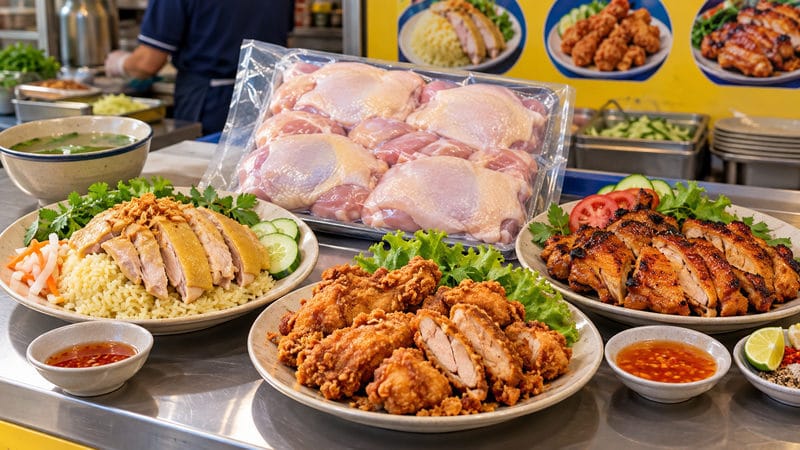 Má đùi gà làm cơm gà, chiên, nướng có hợp không?